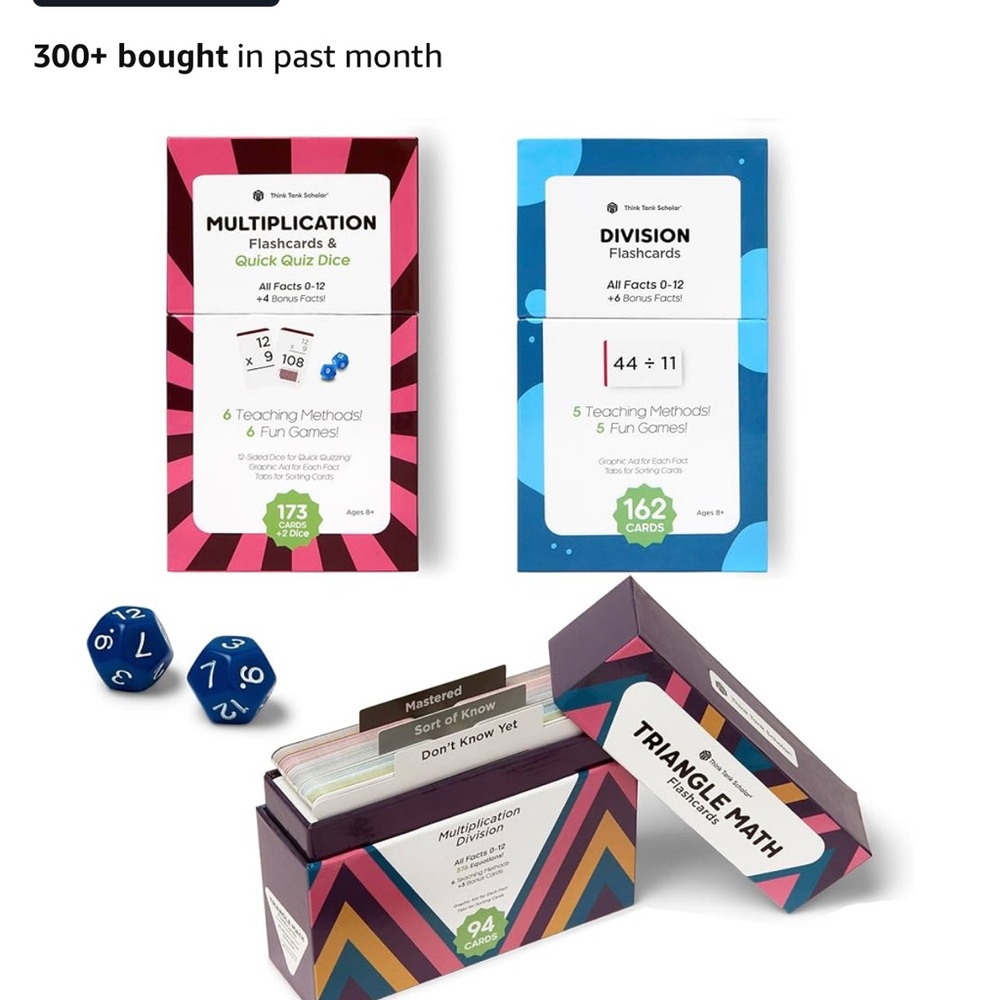 Triangle Math Flashcards Set - Purple and Blue